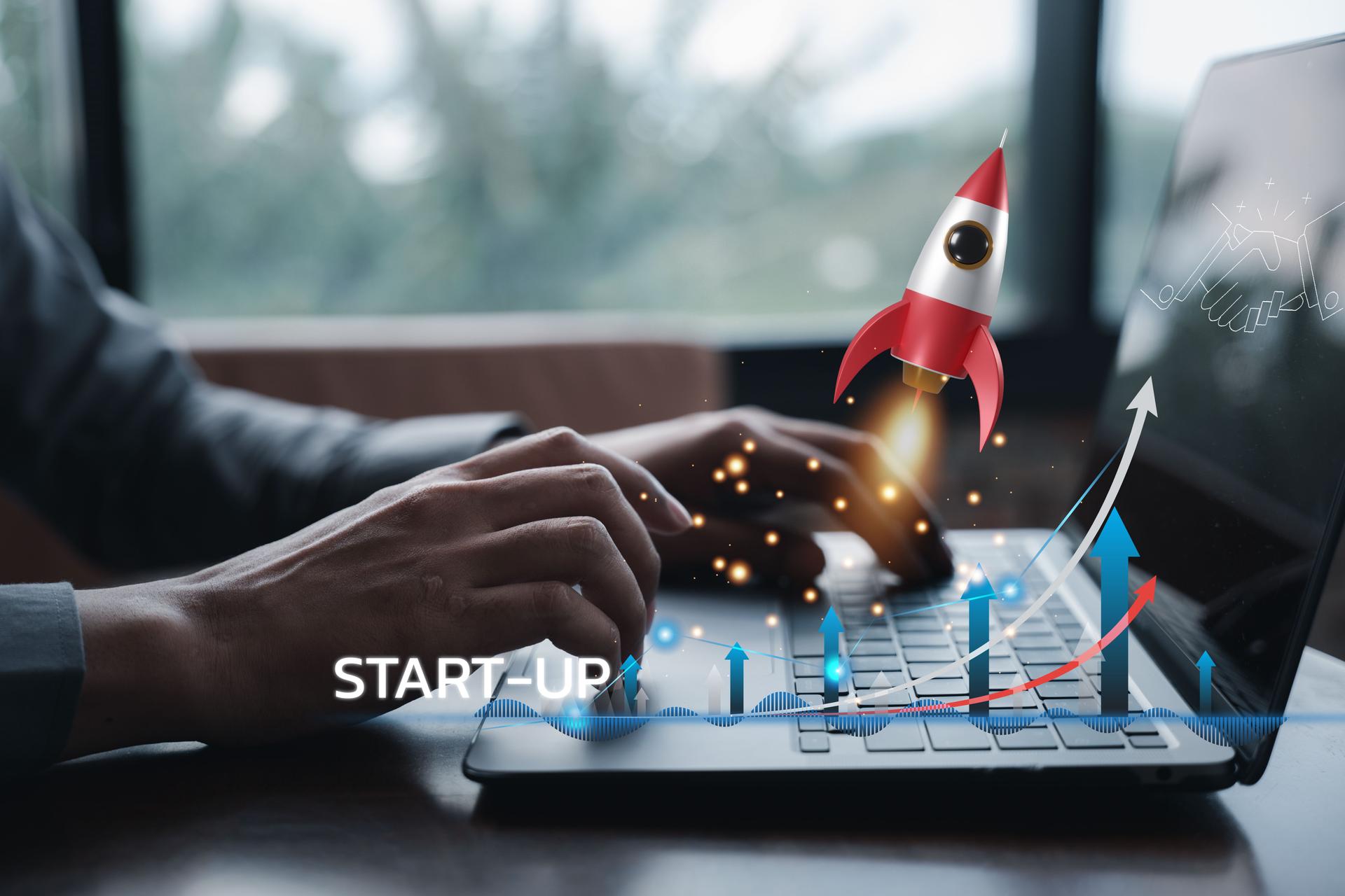 B2B business strategy concept. Business professional working with B2B interface on laptop, conceptualizing strategy, partnership, targets in business to business services. E-commerce, B2B Marketing,