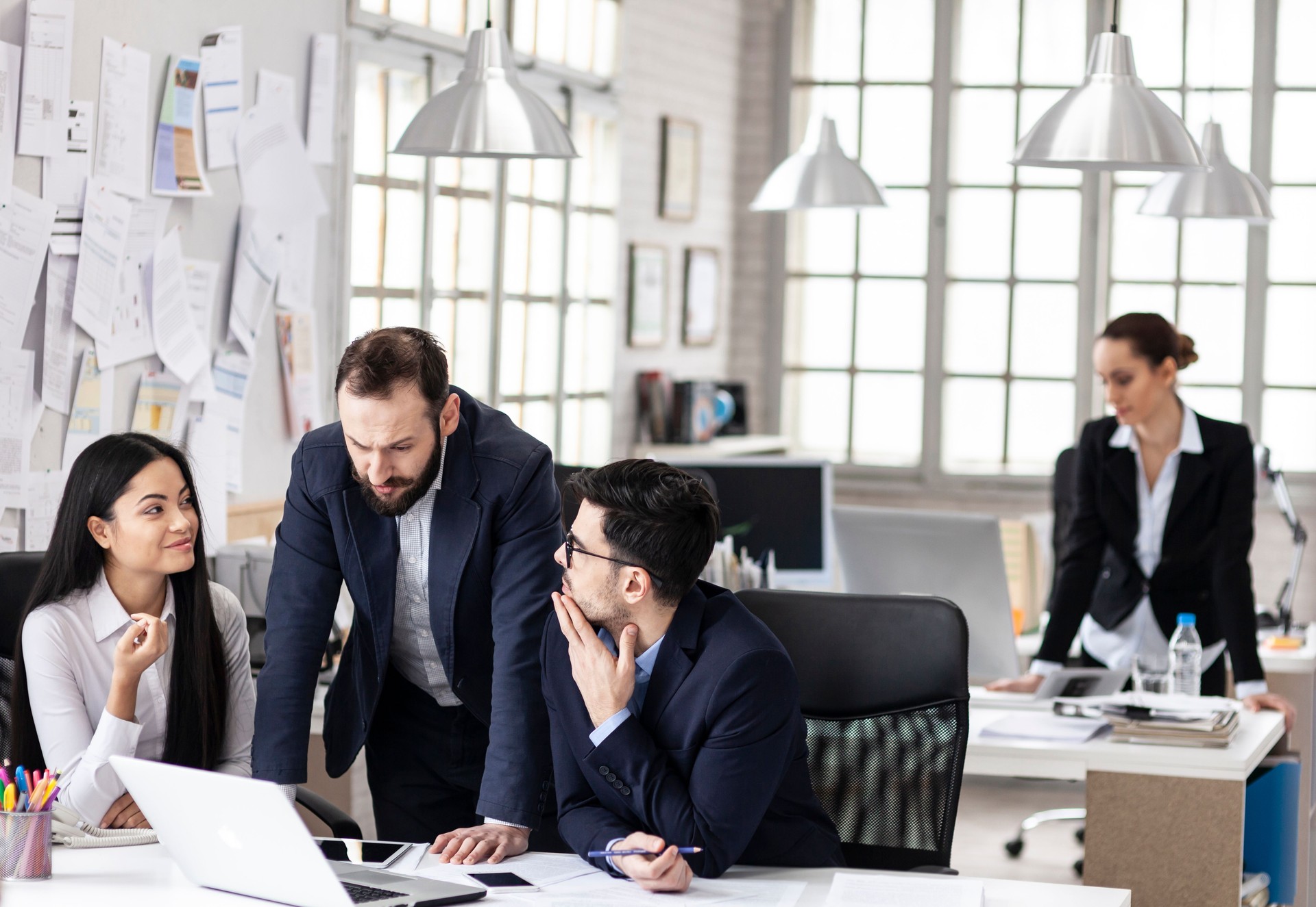 Business people discussing ideas at workplace